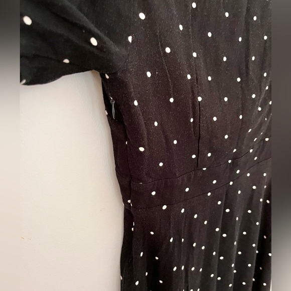 Free People Polka Dot Mini Dress Size 2 Black Tie Neck - Picture 10 of 10